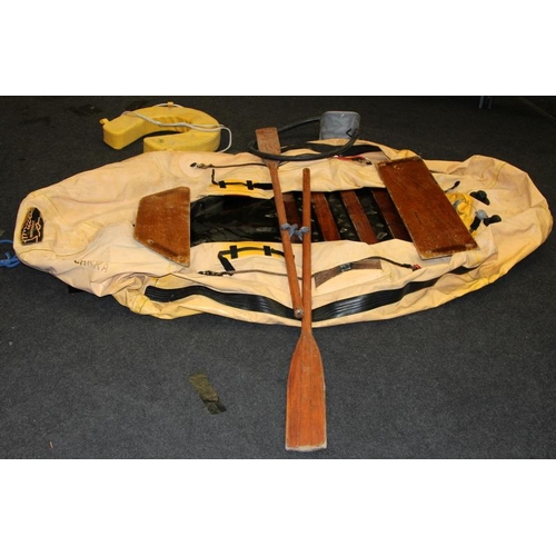 235 - 8' x 4' inflatable dinghy/tender by Lifeguard with detachable seats and permenant wooden floor. Come... 