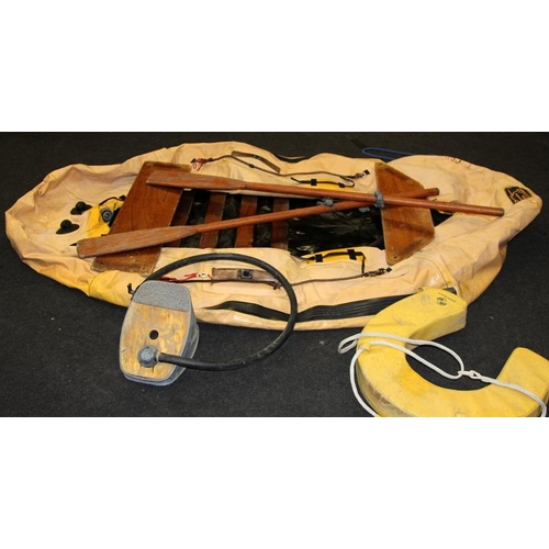 235 - 8' x 4' inflatable dinghy/tender by Lifeguard with detachable seats and permenant wooden floor. Come... 