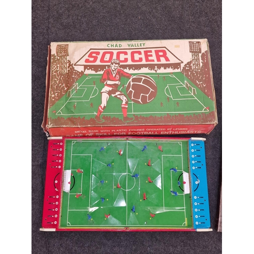 226 - Chad Valley vintage 1960s tin plate soccer game with original box (missing ball) together with a vin... 