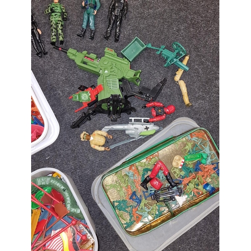 229 - Large quantity of plastic Cowboys/Indians/Soldiers together with vehicles and scenic items.