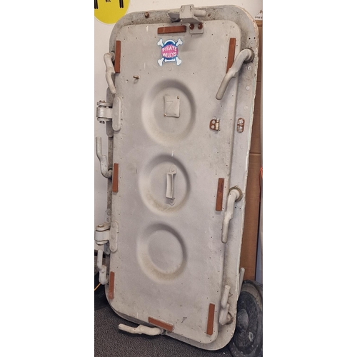 241 - A reclaimed US Navy aluminium ships submarine hatch/scuttle door 168x80cm.