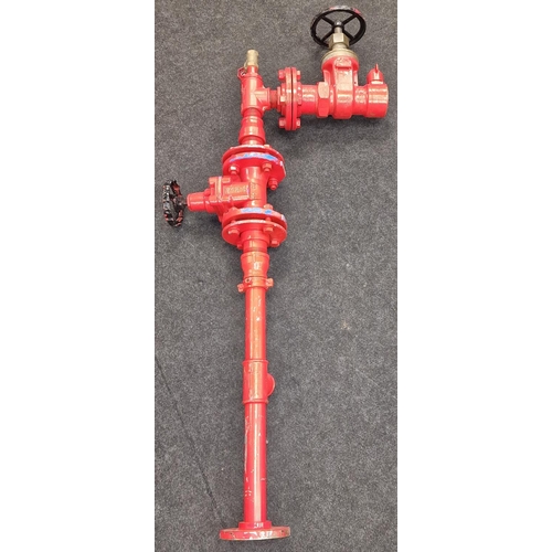 242 - From a prop company: A red painted reclaimed adjustable choke valve possibly used in oil and gas or ... 