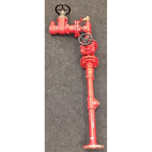 244 - From a prop company: A red painted reclaimed adjustable choke valve possibly used in oil and gas or ... 