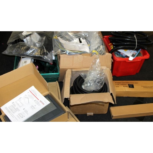 243 - A large quantity of new electrical spares and parts mostly relating to underfloor systems: trunking,... 