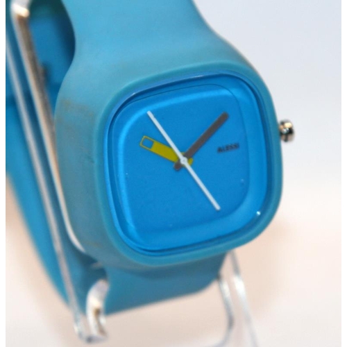 61 - Alessi designer unisex watch, designed by Stefano Pirovano. Model ref:AL1014 Blue. Unworn and boxed,... 