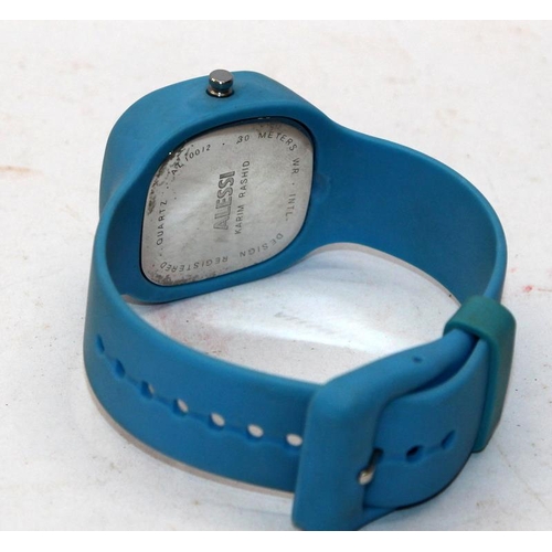 61 - Alessi designer unisex watch, designed by Stefano Pirovano. Model ref:AL1014 Blue. Unworn and boxed,... 