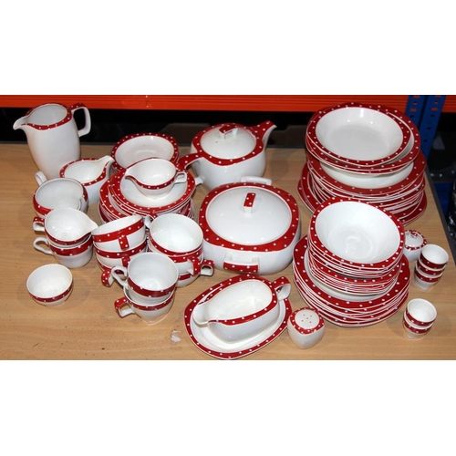 116 - Extensive collection of Midwinter Stylecraft Red Domino tea and dinner ware including tureen, teapot... 