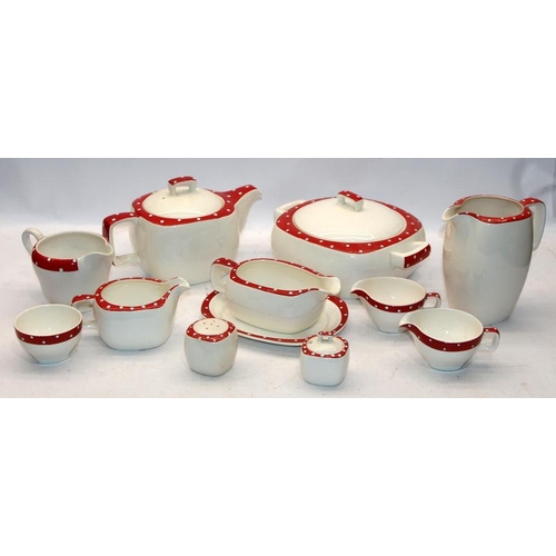 116 - Extensive collection of Midwinter Stylecraft Red Domino tea and dinner ware including tureen, teapot... 