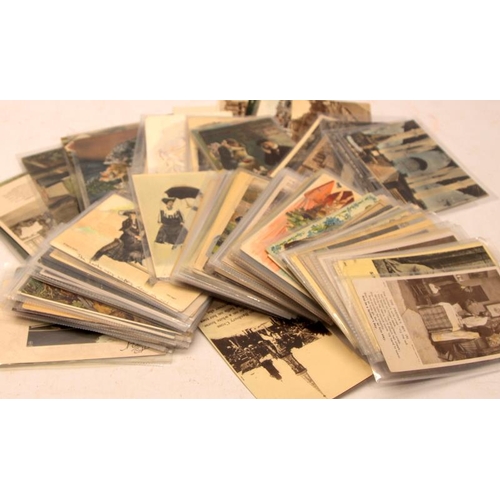 201 - Good selection of early postcards, includes real photo, hand tinted, cartoon and satirical examples