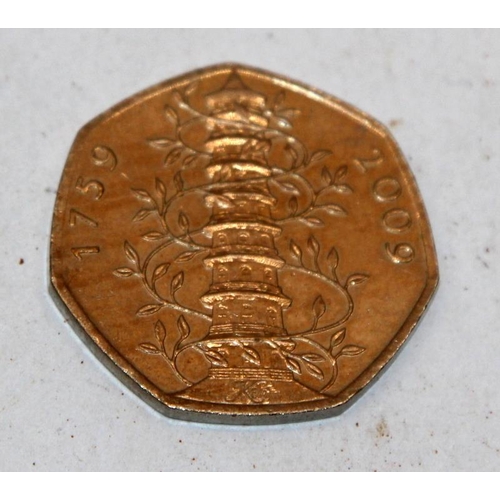 65 - Rare 2009 Kew Gardens 50p Fifty Pence. Original not the later restrike. In circulated condition