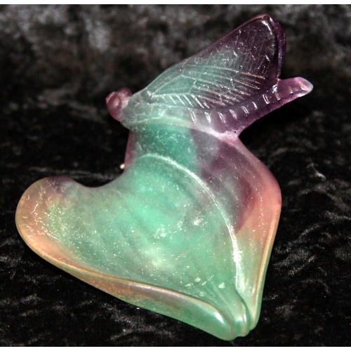 77 - Daum France Pate De Verre Libellule Dragonfly trinket dish.  9cms across.