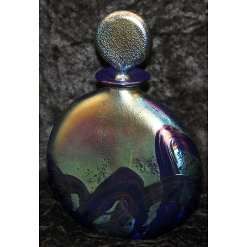 78 - Isle of Wight glass Nightscape scent bottle, signed to base by Timothy Harris 2001 6