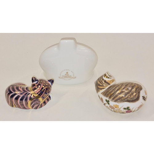 288 - Royal Crown Derby Cottage Garden Kitten paperweight together with another sleeping kitten paperweigh... 