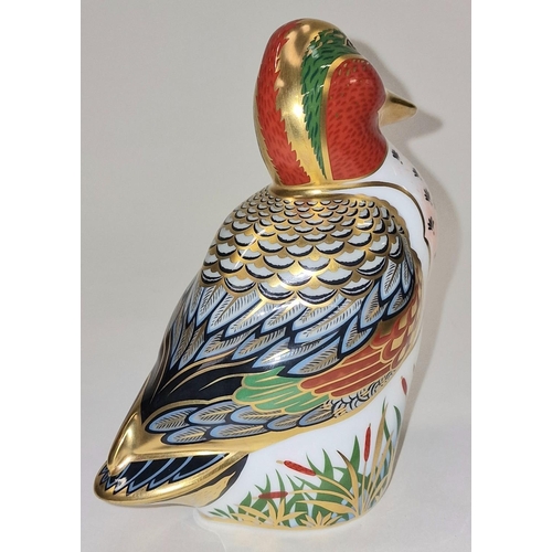 289 - Royal Crown Derby exclusive collectors guild Green Winged Teal paperweight. Gold stopper, signed to ... 