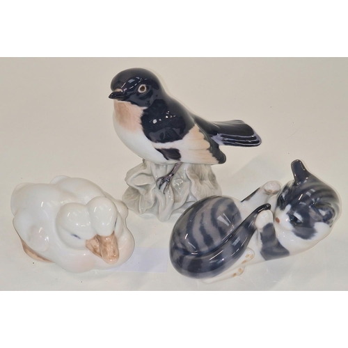 66 - Royal Copenhagen playful kitten, together with a pair of ducks  a Bing & Grondahl bird (3)