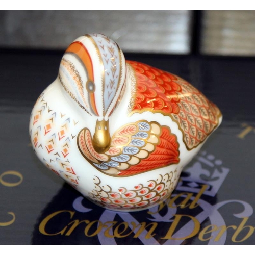 277 - 3 x Royal Crown Derby Imari Paperweights: Dormouse, Scruff and Teal Duckling. All Collectors Guild m... 