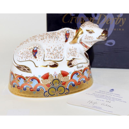 278 - Rare Harrods commission Royal Crown Derby Imari paperweight: Water Buffalo. Limited edition 251/350.... 