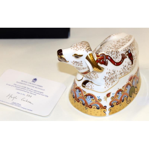 278 - Rare Harrods commission Royal Crown Derby Imari paperweight: Water Buffalo. Limited edition 251/350.... 