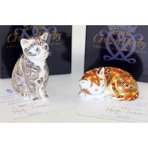 279 - 2 x Royal Crown Derby Imari Paperweights: Majestic Kitten and Marmelo, both limited edition models, ... 