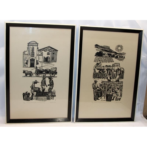 158 - Roman Waher (1909-1975) A series of 8 limited edition framed prints from wood engravings 'Wines of S... 