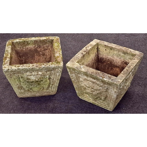 253 - Pair of vintage reconstituted concrete lions head garden planters each 28x37x35cm approx together wi... 