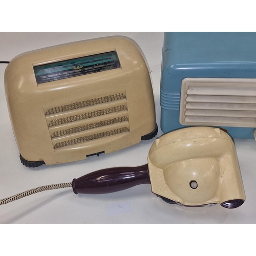 50 - Vintage HMV hair dryer together with two mid 20th century radio receivers.