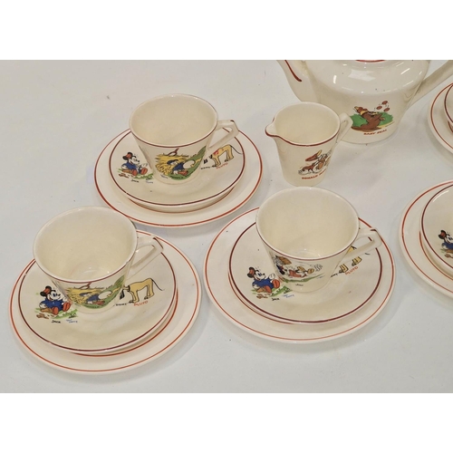 52 - Wade Heath vintage 1930s Walt Disney Mickey Mouse children's tea set for six place settings. 20 piec... 