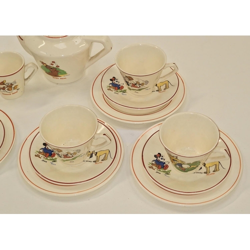 52 - Wade Heath vintage 1930s Walt Disney Mickey Mouse children's tea set for six place settings. 20 piec... 