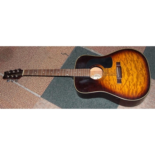 171 - Quality vintage Washburn dreadnought acoustic guitar, Flame maple top with rosewood neck. Model ref:... 