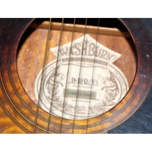 171 - Quality vintage Washburn dreadnought acoustic guitar, Flame maple top with rosewood neck. Model ref:... 