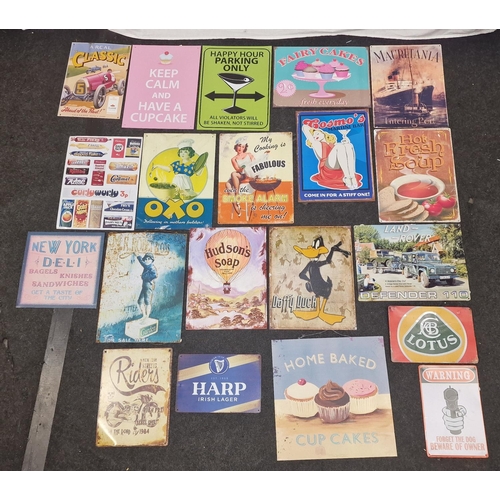 140 - A collection of contemporary tin advertising signs. Various subjects and sizes (average size 42x30cm... 