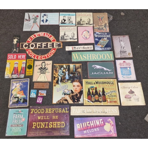 170 - A collection of contemporary tin advertising signs. Various subjects and sizes. 30 in total.