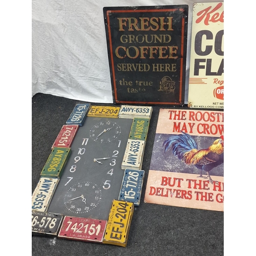 190 - A collection of large contemporary tin advertising signs. 7 in total.