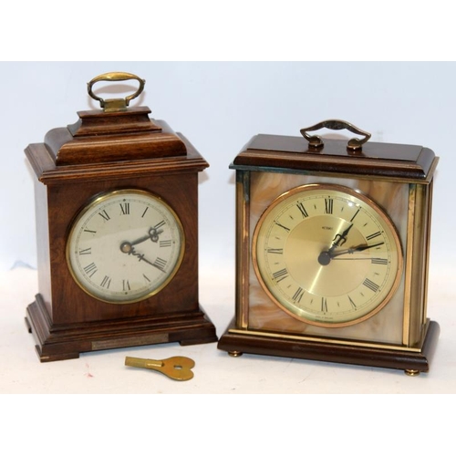 58 - Vintage Canham of London oak cased mechanical mantel clock, retailed by Mappin and Webb, supplied wi... 