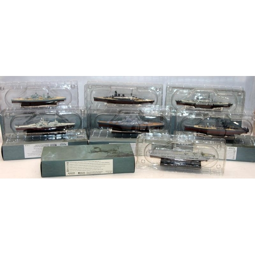 153 - De Agostini Atlas Editions Legendary Warships series. 7 models including Ark Royal, USS Missouri, IJ... 