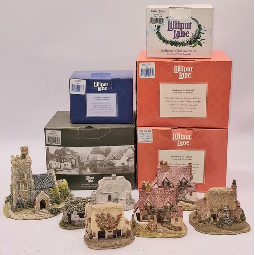 379 - Tray containing various Lilliput Lane  to include paint your own, unboxed painted houses etc.