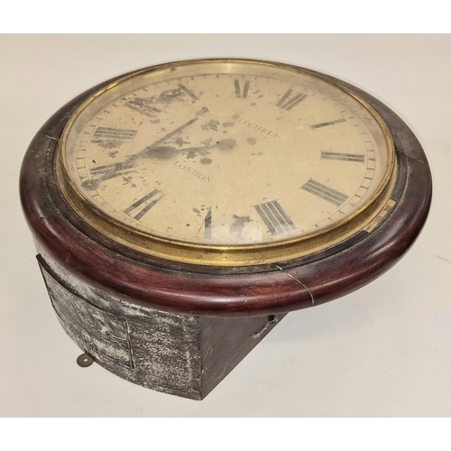 197 - Mitchell, London vintage drop dial wall clock with fusee movement now requiring restoration 15.5