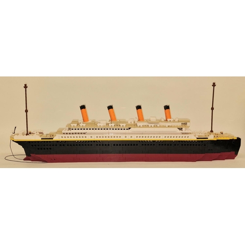 198 - A Lego built Titanic model 65cm in length.