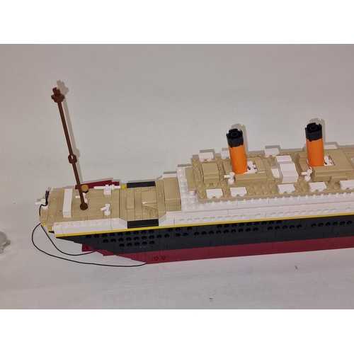 198 - A Lego built Titanic model 65cm in length.