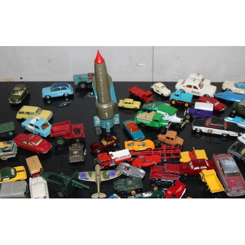 174 - Large collection of playworn die cast model vehicles, Dinky, Matchbox, Corgi etc.