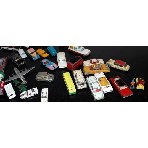 174 - Large collection of playworn die cast model vehicles, Dinky, Matchbox, Corgi etc.