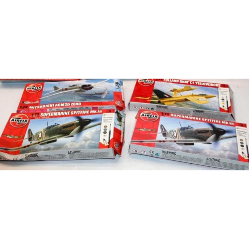 97 - Model Kits: 7 x Airfix 1:72 model aircraft kits. Boxes opened with storage wear but contents complet... 