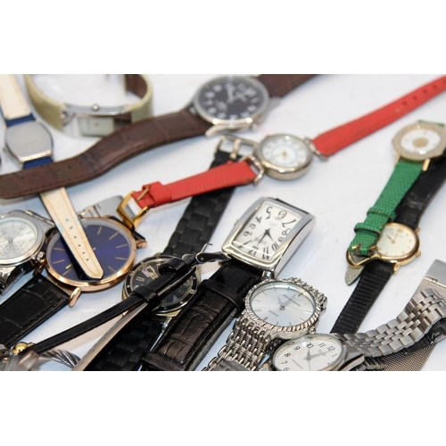 168 - A collection of quality ladies and gents fashion quartz watches, Citizen, Gruen, J-Axis etc. All wit... 