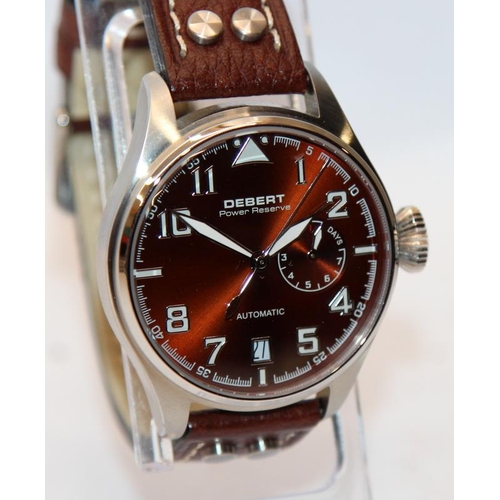 176 - Oversize Debert Power Reserve gents automatic pilot's watch. 47mm across including crown. Working at... 