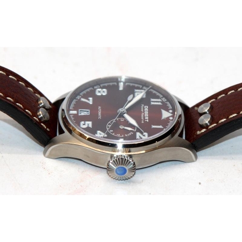 176 - Oversize Debert Power Reserve gents automatic pilot's watch. 47mm across including crown. Working at... 