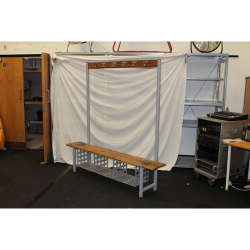 Vintage school locker room coat rack with storage under. Powder coated ...