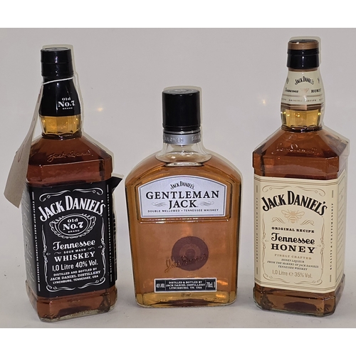 9 - 3 x Bottles Whiskey: Jack Daniel's 1L, Gentleman Jack 70cl, Jack Daniel's Tennessee Honey 1L (REF 30... 