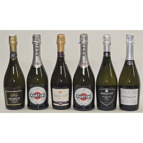 29 - 6 x Bottles sparkling wine to include 2 x Martini Asti, 3 x Prosecco and 1 x Nozeco (REF P44, P48, P... 