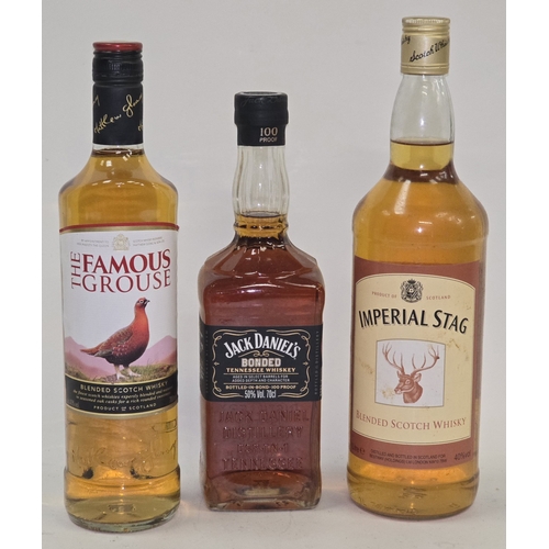 31 - 3 x bottles whisky to include Jack Daniel's Bonded 100 proof Tennessee Whiskey 70cl, The Famous Grou... 
