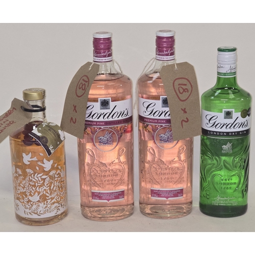 49 - 4 x bottles gin to include 2 x Gordon's Pink Gin 1L, Gordon's Gin 70cl and Cranberry Blush Gin Lique... 